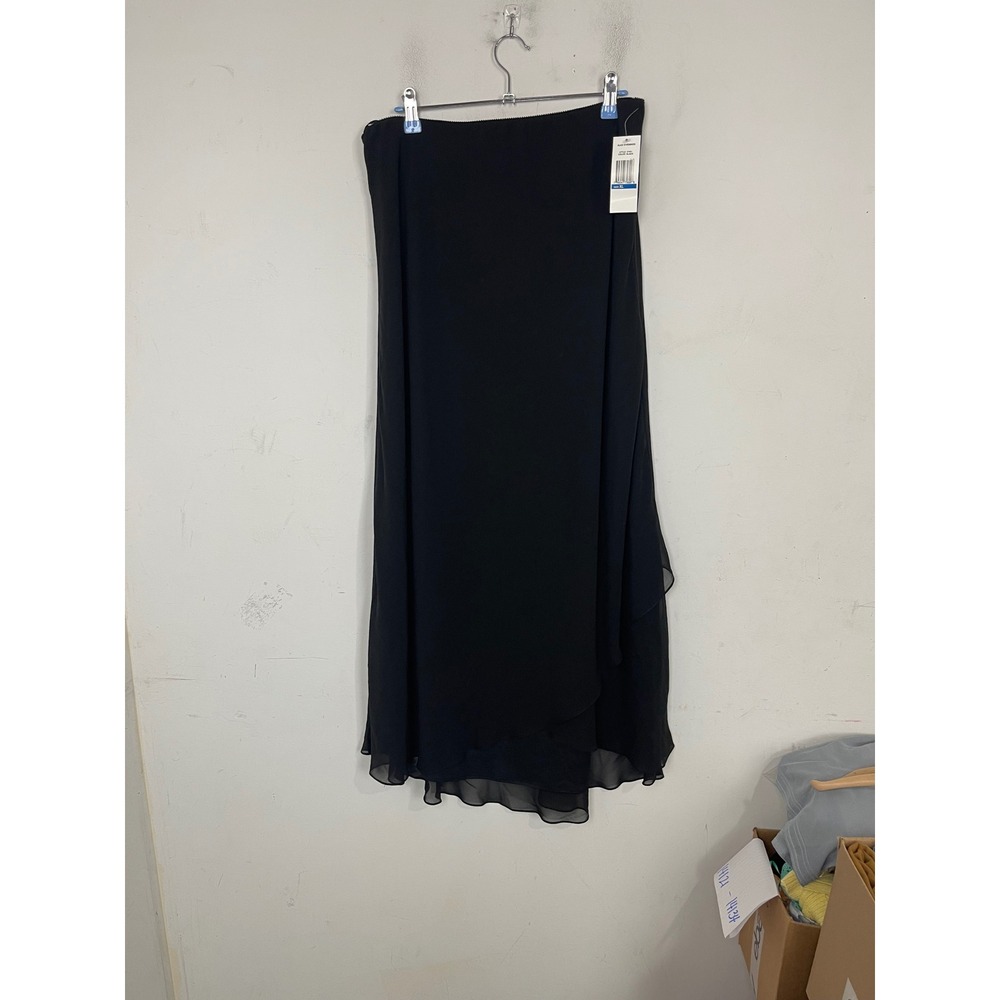 Alex Evenings Black Chiffon Layered Maxi Skirt Formal Evening XL 37451 NEW